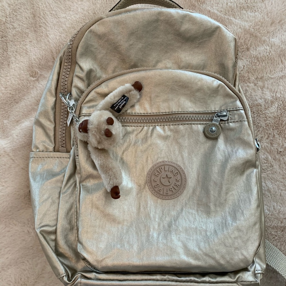 NEW Gold Kipling Backpack with Laptop Compartment